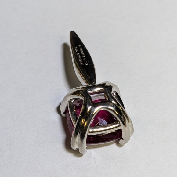 Lab Created Ruby and Natural Diamond 14K White gold pendant - Gabriel & … - Picture 5 of 12